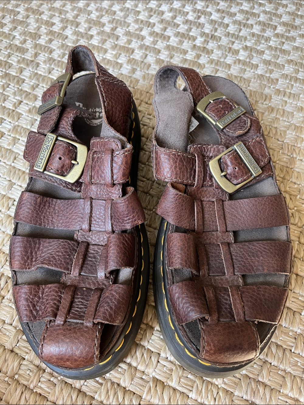 Dr. Martens Brown Leather Fisherman-Style Buckle Sandals